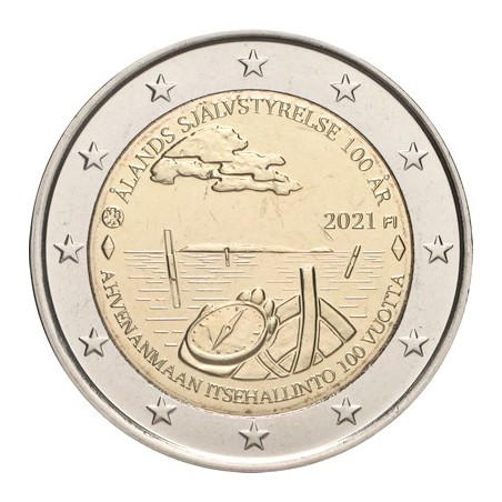 2 Euros Finlande 2021, UNC, 100 ans des Iles Aland