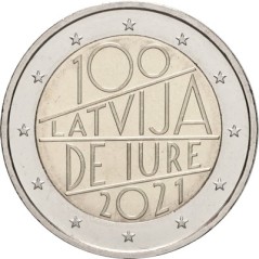 2 Euros Lettonie 2021, UNC, 100 Ans de la république de Lettonie