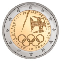 2 Euros Portugal 2021, UNC, JO de Tokyo 2020