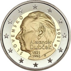 2 Euros Slovaquie 2021, UNC, 100 ans de la naissance d'Alexander Dubcek