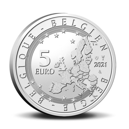 Pièce de 5 Euros Belgique 2021, BU coincard, 75 ans de Blake & Mortimer, Version relief