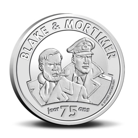Pièce de 5 Euros Belgique 2021, BU coincard, 75 ans de Blake & Mortimer, Version relief