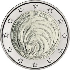 2 Euros Andorre 2020, BU sous blister officiel, 50 ans du Suffrage Universel Féminin en Andorre