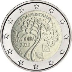 2 Euros Andorre 2020, BU sous blister officiel, XVII Sommet Ibérico-Américain à Andorre