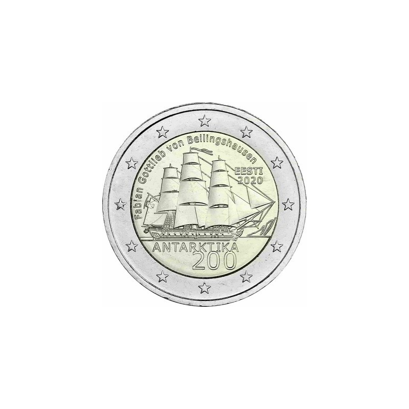 2 Euros Estonie 2020, UNC, 200 ans découverte de l'Antarctique