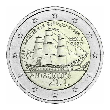 2 Euros Estonie 2020, UNC, 200 ans découverte de l'Antarctique