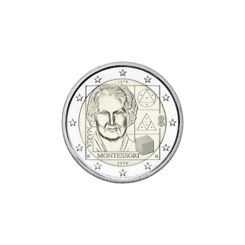 2 Euros Italie 2020, UNC, 150 ans de la naissance de Maria Montessori