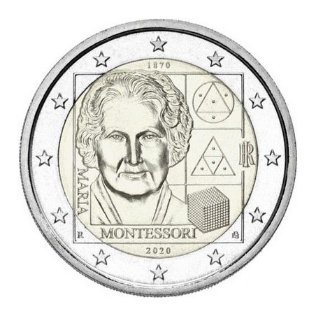 2 Euros Italie 2020, UNC, 150 ans de la naissance de Maria Montessori