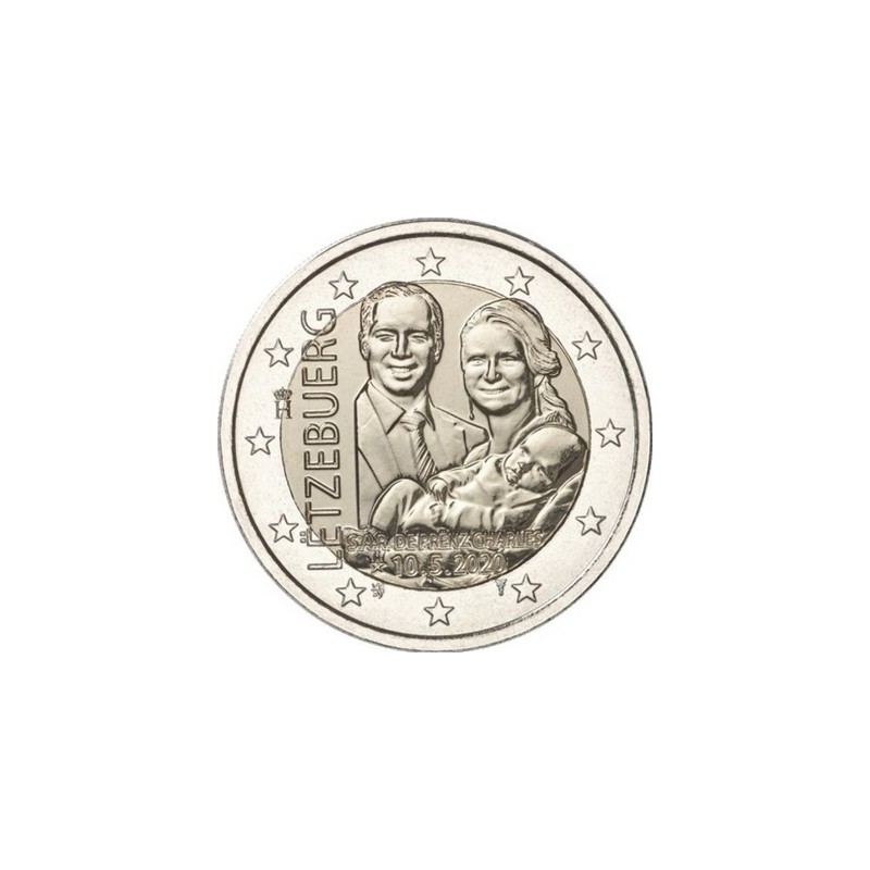 2 Euros Luxembourg 2020, UNC, Naissance du Prince Charles - Version Classique (relief)