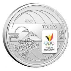 Pièce de 5 Euros Belgique 2020, BU coincard, JO de Tokyo, Version colorisée