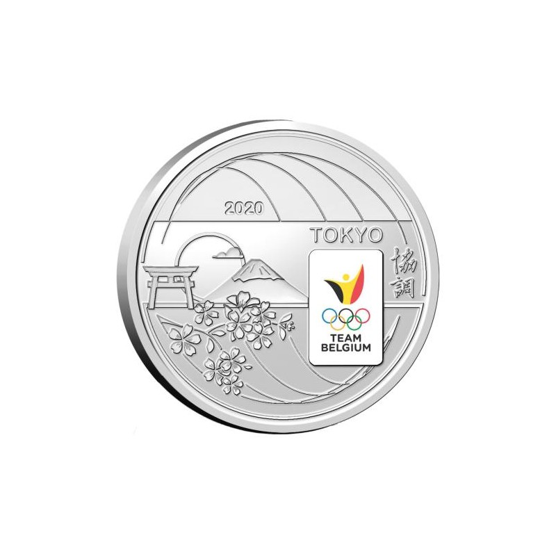 Pièce de 5 Euros Belgique 2020, BU coincard, JO de Tokyo, Version colorisée Pièce de 5 Euros Belgique 2020, BU coincard, JO de Tokyo, Version colorisée