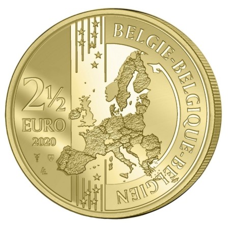 Pièce de 2,50 Euros Belgique 2020, BU coincard version flamande, 75 ans Paix et Liberté