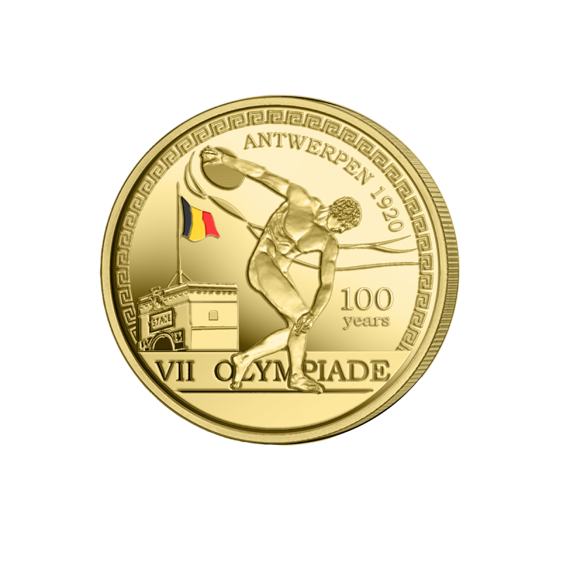 Pièce de 2,50 Euros Belgique 2020, BU coincard version colorisée, 100 ans JO Anvers Pièce de 2,50 Euros Belgique 2020, BU coincard version colorisée, 100 ans JO Anvers