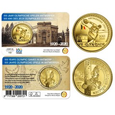Pièce de 2,50 Euros Belgique 2020, BU coincard version colorisée, 100 ans JO Anvers