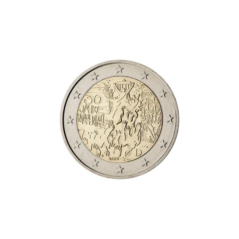 2 Euros Allemagne 2019, UNC, 30 ans Chute du mur de Berlin, Atelier A