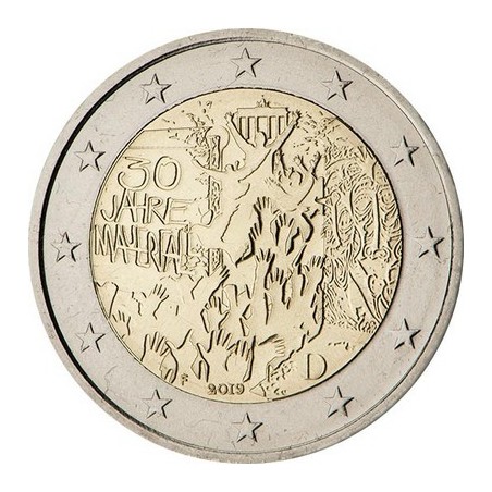 2 Euros Allemagne 2019, UNC, 30 ans Chute du mur de Berlin, Atelier A