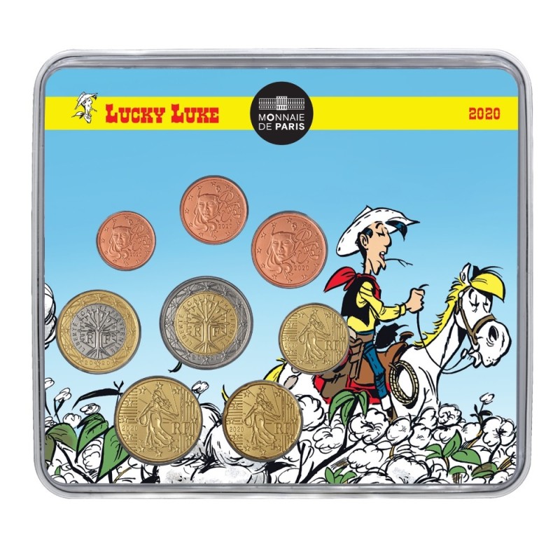 Série 8 pièces euro, France 2020, Miniset BU, Face nationale - Lucky Luke nouvel album