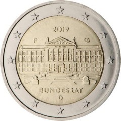 2 Euros Allemagne 2019, UNC, Bundesrat Conseil fédéral allemand, Atelier A