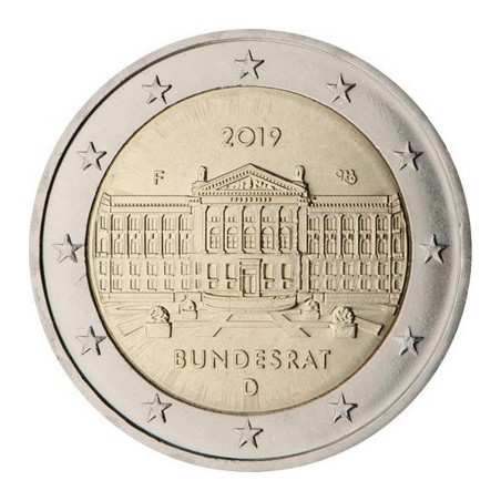 2 Euros Allemagne 2019, UNC, Bundesrat Conseil fédéral allemand, Atelier A