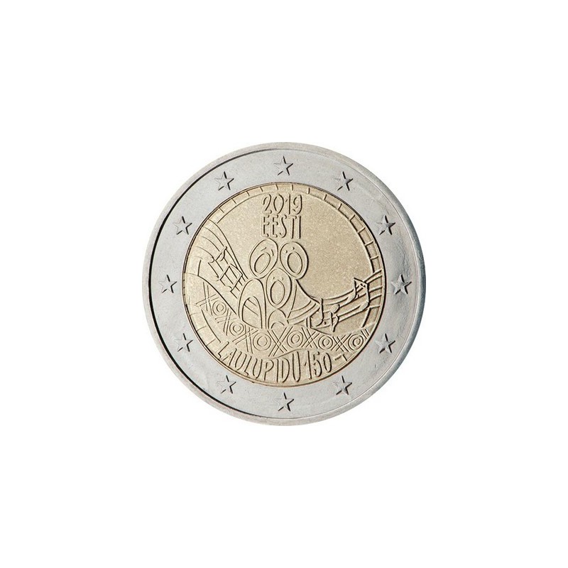 2 Euros Estonie 2019, UNC, 150 ans du premier festival de chanson Estonienne