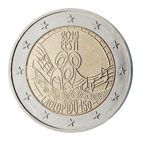 2 Euros Estonie 2019, UNC, 150 ans du premier festival de chanson Estonienne