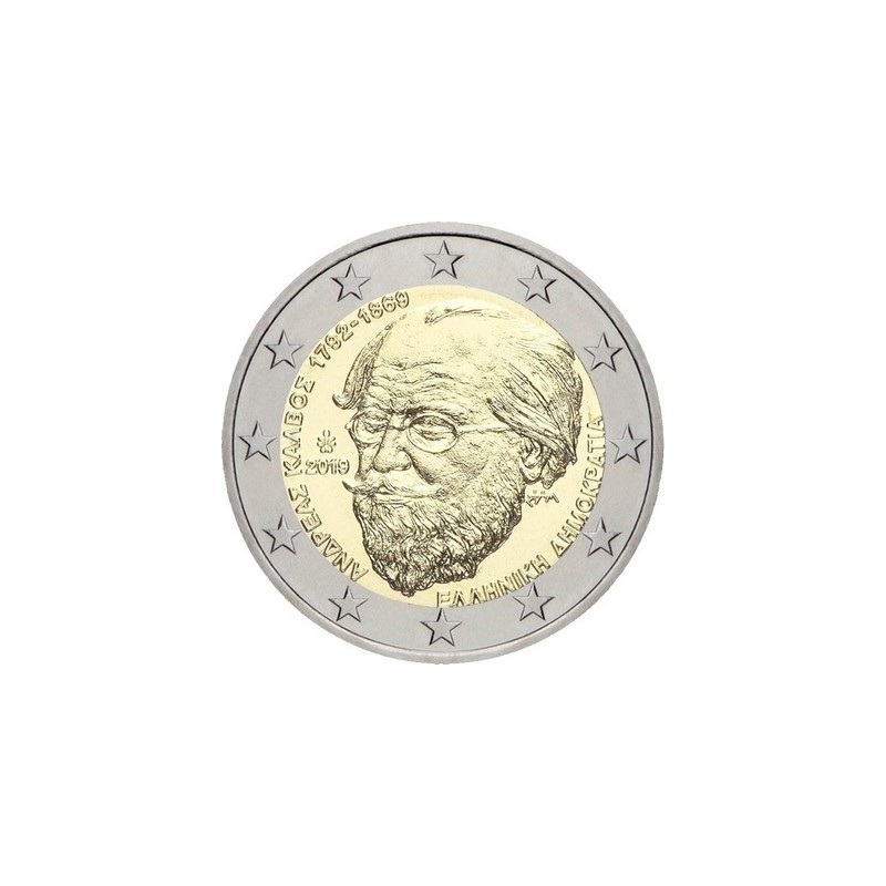 2 Euros Grèce 2019, UNC, 150 ans de la mort de Andréas Kalvos