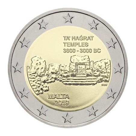 2 Euros Malte 2019, UNC, Temples de Ta'Hagrat