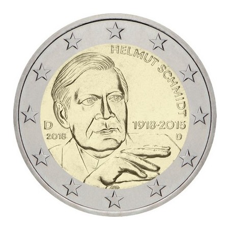 2 Euros Allemagne 2018, UNC, Helmut Schmidt, Atelier A