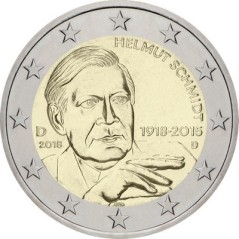 2 Euros Allemagne 2018, UNC, Helmut Schmidt, Atelier D