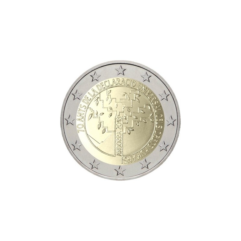 2 Euros Andorre 2018, BU sous blister, 70 ans Déclaration Universelle Droits de l'Homme