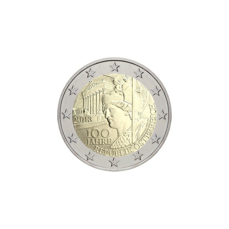 2 Euros Autriche 2018, UNC, 100ème anniversaire de la république Autrichienne 1918 – 2018