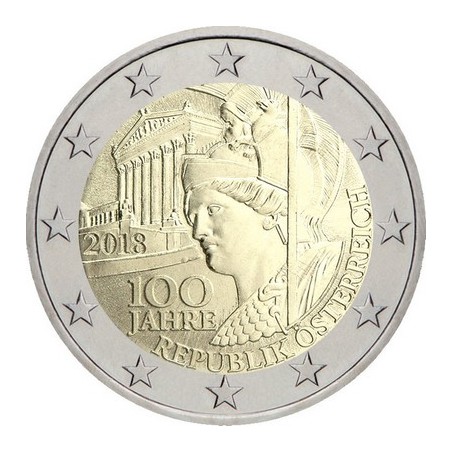 2 Euros Autriche 2018, UNC, 100ème anniversaire de la république Autrichienne 1918 – 2018