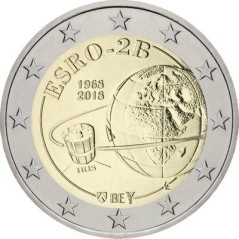 2 Euros Belgique 2018, BU coincard, Version française, 50 ans Satellite Esro