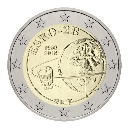 2 Euros Belgique 2018, BU coincard, Version française, 50 ans Satellite Esro