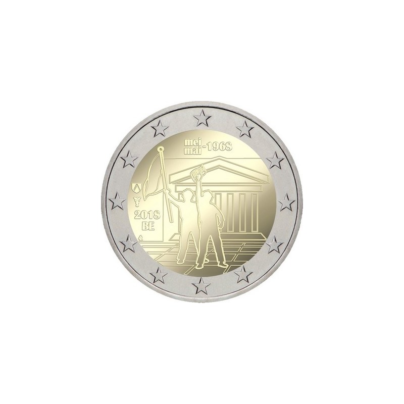 2 Euros Belgique 2018, BU coincard, Version flamande, 50 ans révolte étudiante Mai 1968