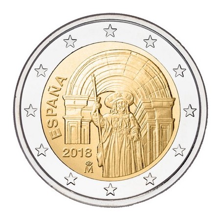 2 Euros Espagne 2018, UNC, Saint Jacques de Compostelle