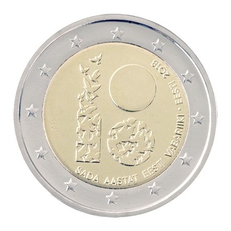 2 Euros Estonie 2018, UNC, 100 ans de la République