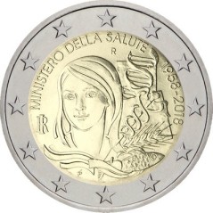 2 Euros Italie 2018, UNC, 60 ans du ministère de la santé