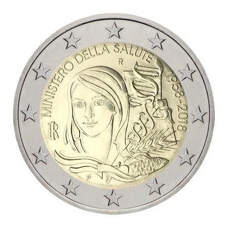 2 Euros Italie 2018, UNC, 60 ans du ministère de la santé