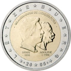 2 Euros Luxembourg 2005 ,50ᵉ anniversaire du Grand-Duc Henri et centenaire de la mort du Grand-Duc Adolphe