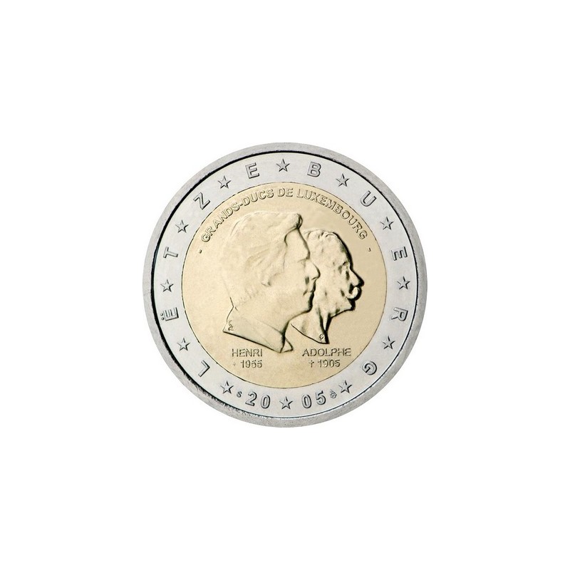 2 Euros Luxembourg 2005 ,50ᵉ anniversaire du Grand-Duc Henri et centenaire de la mort du Grand-Duc Adolphe