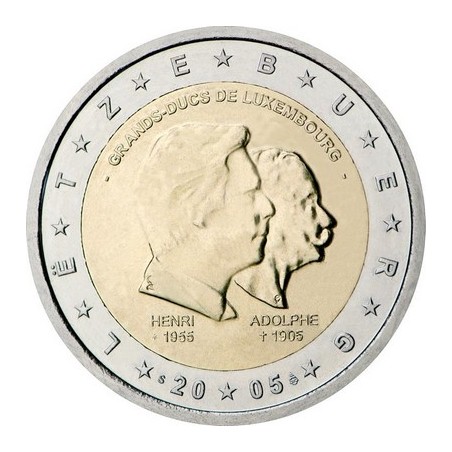 2 Euros Luxembourg 2005 ,50ᵉ anniversaire du Grand-Duc Henri et centenaire de la mort du Grand-Duc Adolphe