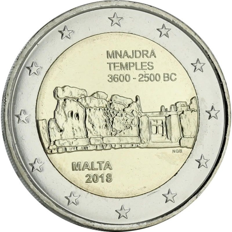 2 Euros Malte 2018, UNC, Temples de Mnajdra