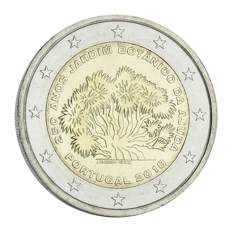 2 Euros Portugal 2018, UNC, 250 ans du jardin botanique Ajuda