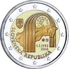 2 Euros Slovaquie 2018, UNC, 25 ans République slovaque