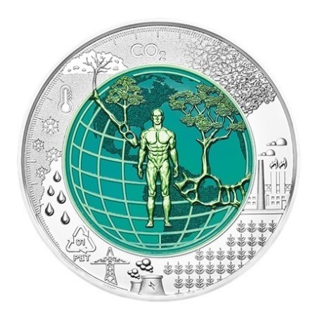 Pièce de 25 Euros Autriche 2018, BU argent et niobium, Anthropocène