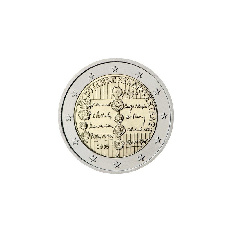 2 Euros Autriche 2005, 50ᵉ anniversaire du traité de l’État Autrichien.