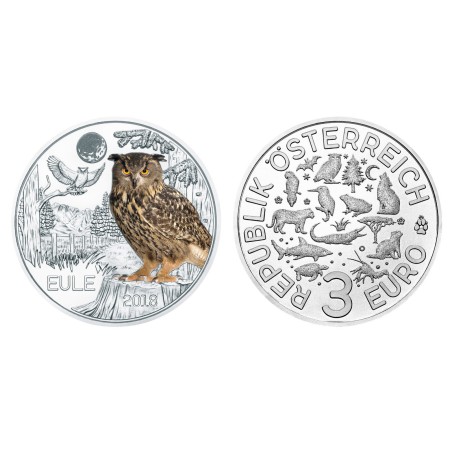 3 Euros Autriche 2018, UNC, Le hibou