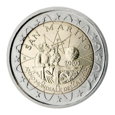 2 Euros Saint-Marin 2005, année mondiale de la physique.