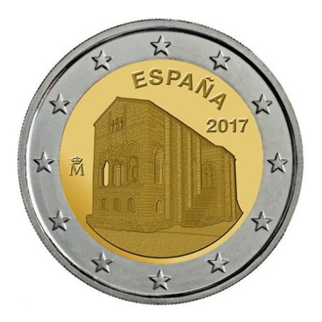 2 Euros Espagne 2017, UNC, église Santa Maria Del Naranco d'Oviedo